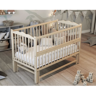 Ліжечко Веселка маятник, ящик, відкидна боковина, бук - Слонова кістка