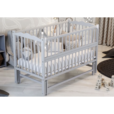 Ліжечко Веселка маятник, ящик, відкидна боковина, бук - Сіре